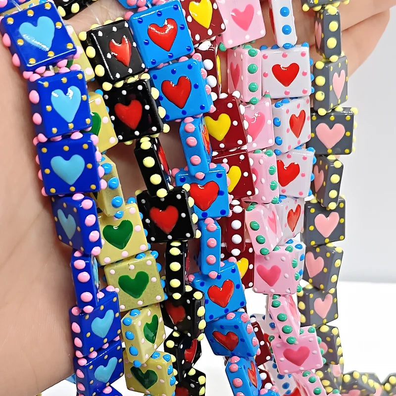 Heart-Shaped Lampwork Glass Beads for Jewelry Making - 4 or 8 Pieces