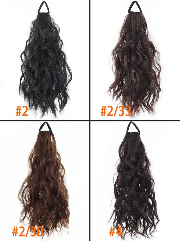 Wavy Curly Ponytail Extensions Hairpiece with Elastic Band for Women