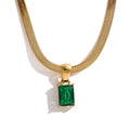 Geometric Square Cubic Zirconia Drop Snake Chain Collar Necklace - Trendy Gold Jewelry