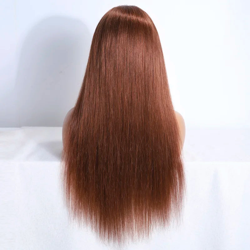 Long Straight Human Hair Wigs 30 Inch Glueless Lace Frontal for Women - Brown, Remy Hair, Colored Options