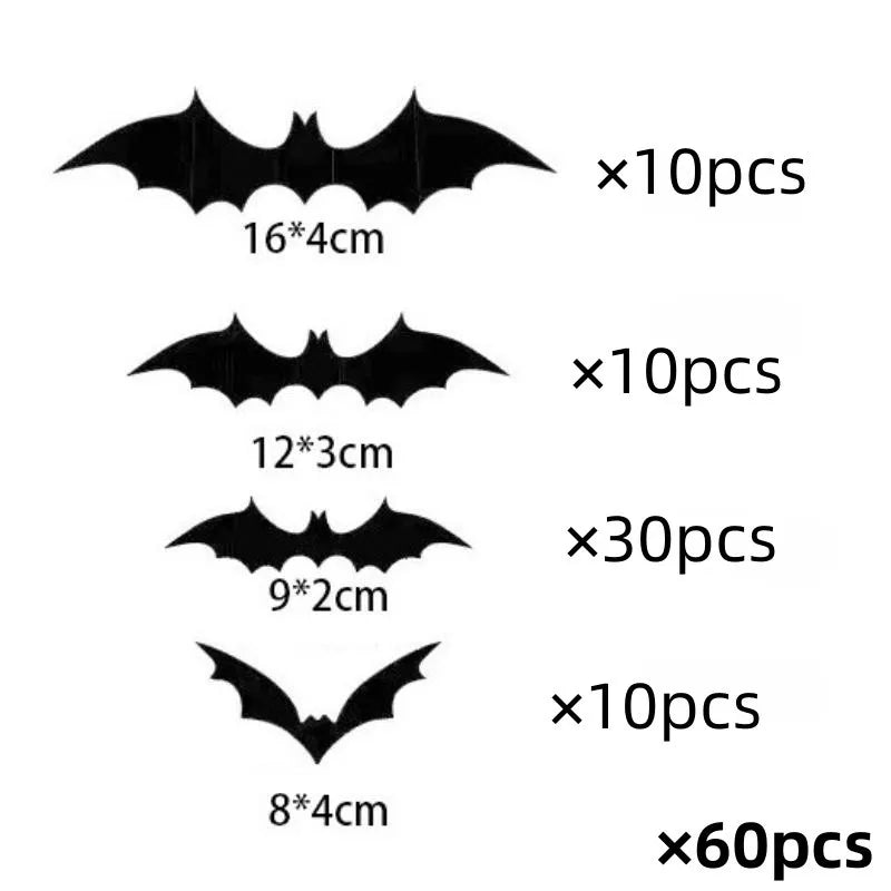 Halloween Bat Wall Decor with Purple Light No Light Wall Sticker Party Decoration