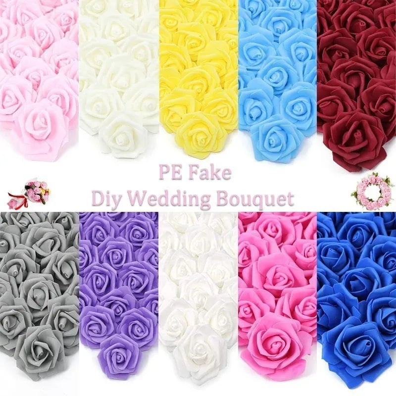 50Pcs Artificial Foam Rose Flowers for Wedding Home Decor Party Bouquets