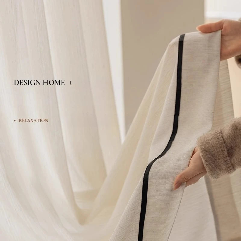 Sheer Window Curtains Beige Tulle for Living Room Bedroom Elegant Voile Drapes