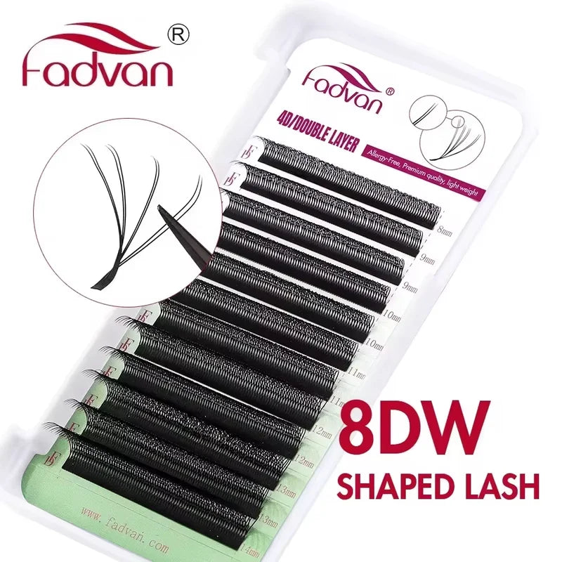 False Eyelash Extensions 8D W Shape Premade Fan Mink Lashes with Tips