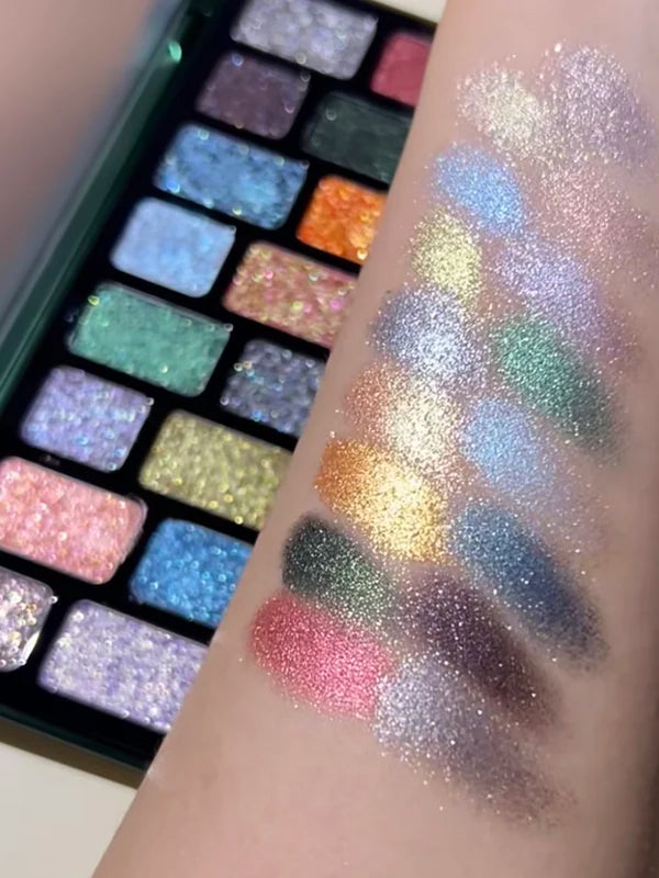16-Color Eyeshadow Palette with Glitter Matte & Pearlescent Finishes - Vibrant Makeup Set