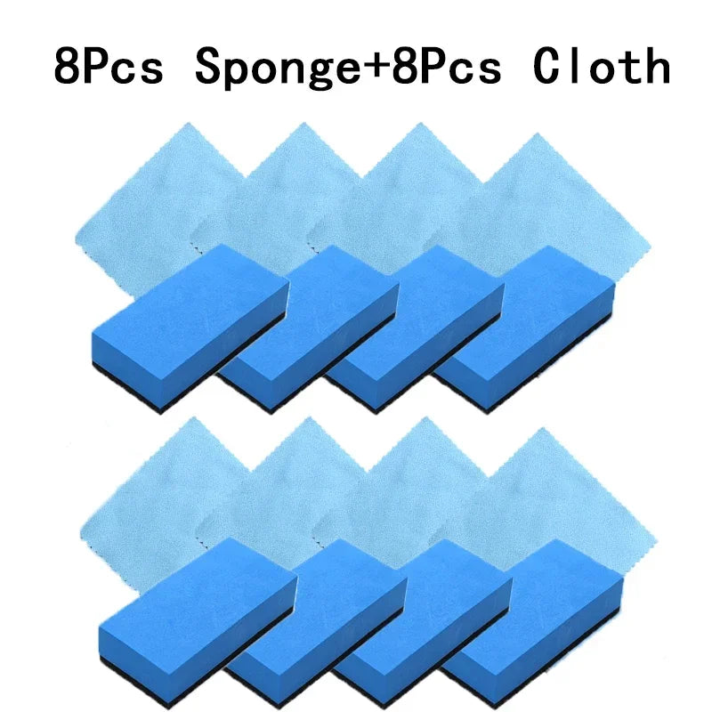 Car Ceramic Coating Sponge Applicator for Glass Nano Wax - Blue Square Sponge & Cloth