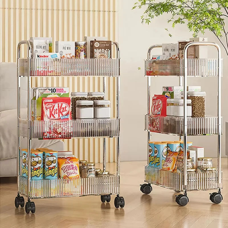 Multi-Layer Mobile Storage Cart with Wheels - Household Organizer Trolley, 2/3/4 Tiers