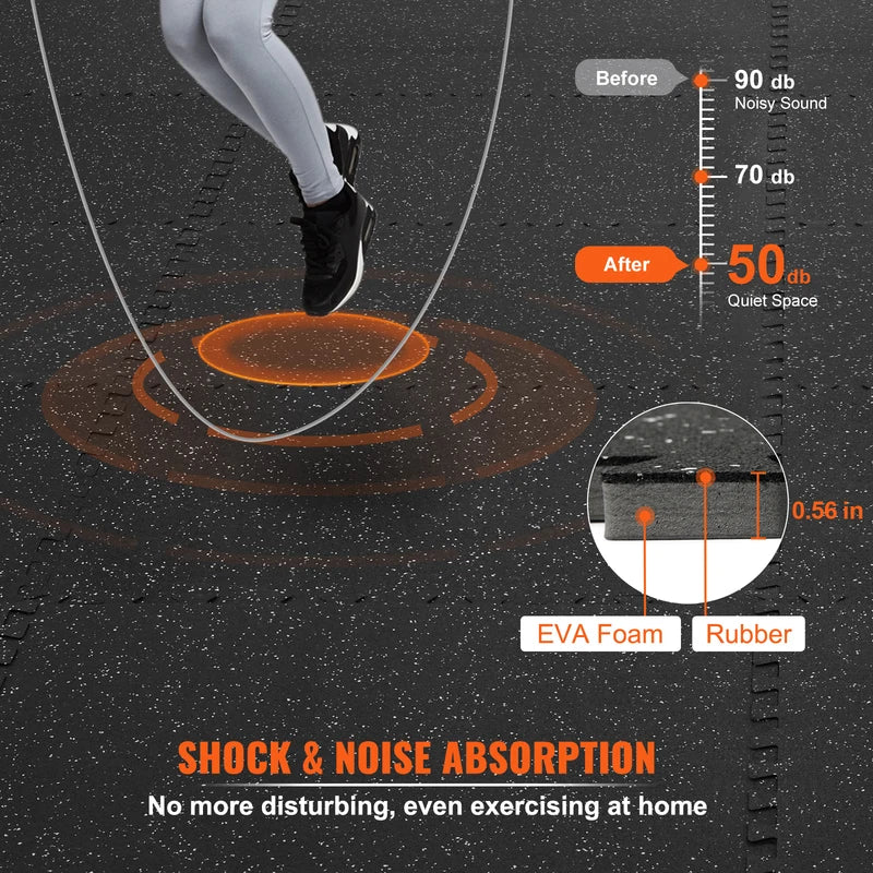 Interlocking Gym Floor Mats 25-Piece EVA Foam Rubber Top Waterproof Workout Flooring