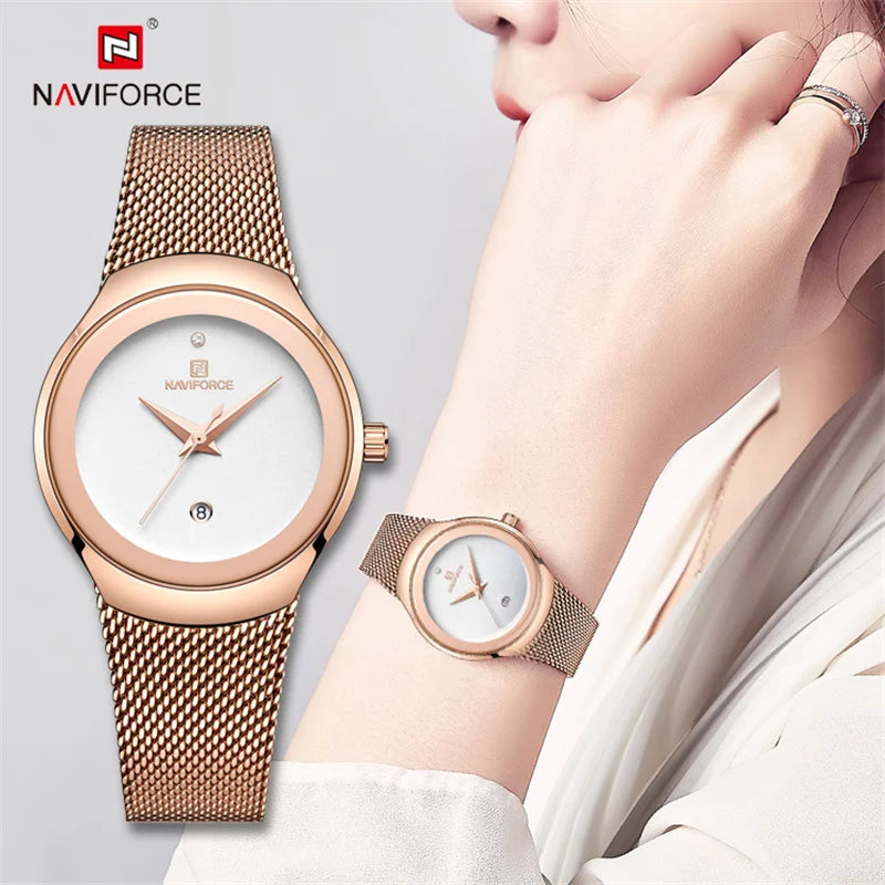 Women's Fashion Dress Quartz Watch Waterproof Stainless Steel Wristwatch