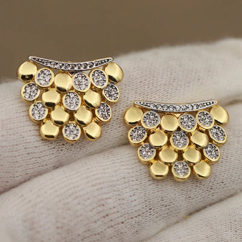 Luxury Crystal Geometric Stud Earrings for Women - Zirconia Jewelry
