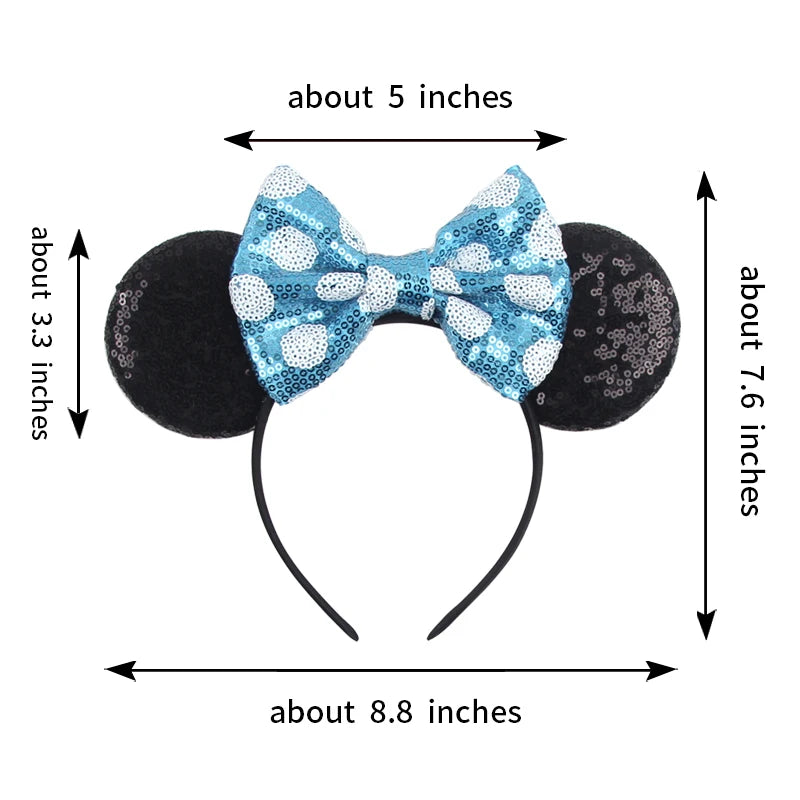 Christmas Halloween Mouse Ears Headband with Sequin Bows - Cosplay Costume for Women