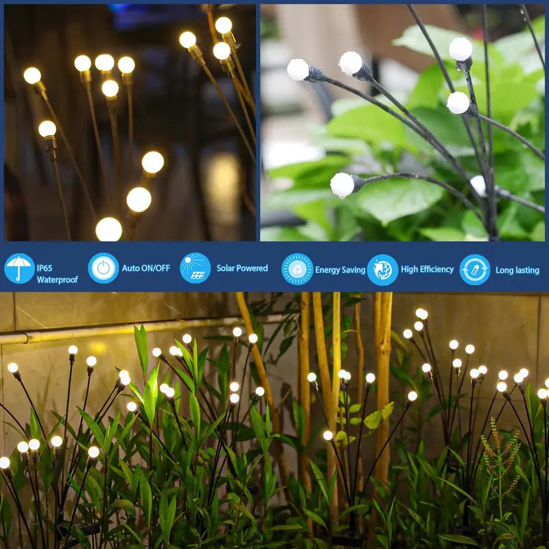 Solar Firefly Garden Lights - Waterproof Outdoor Pathway & Patio Decor, 6/8/10 LED Options