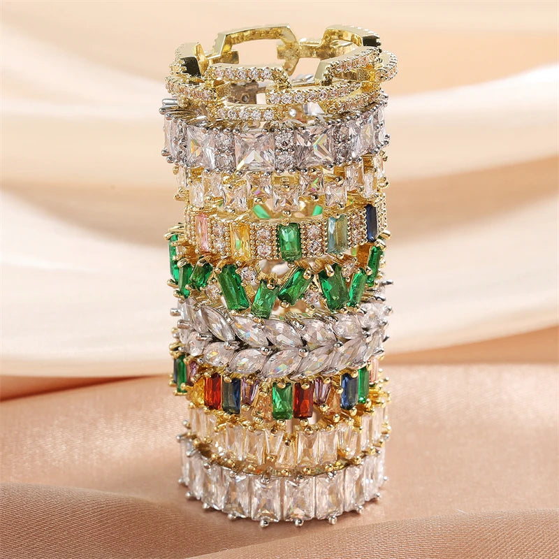 Multicolor Cubic Zirconia Women's Engagement Ring - Luxury Wedding Jewelry