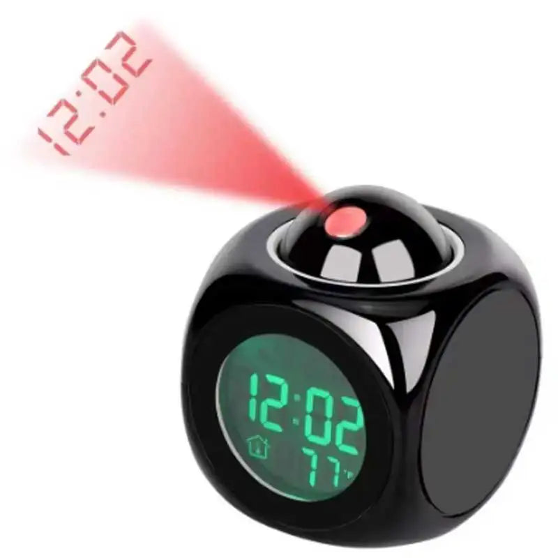 Multi-Function Projection Alarm Clock with LED Light and Voice Reminder