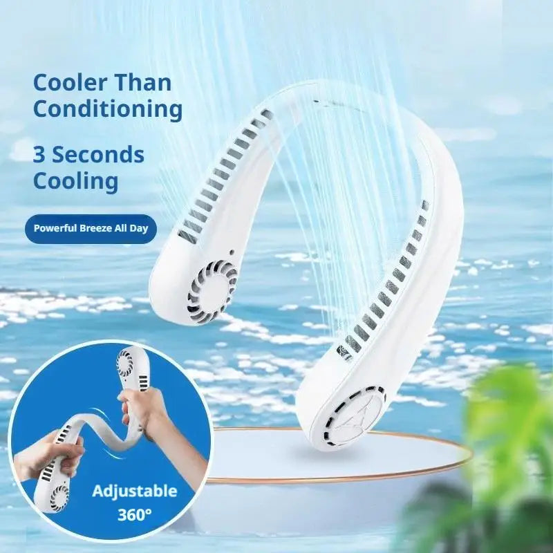 Portable Bladeless Neck Fan with 5-Speed Rechargeable Personal Cooling