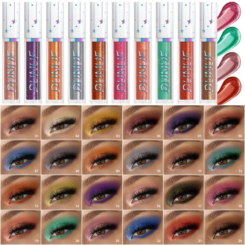 24-Color Liquid Eyeshadow Stick Metallic Glitter Waterproof Stage Makeup