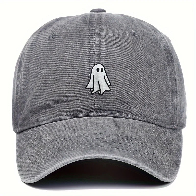 Unisex Halloween Embroidered Baseball Cap with Ghost Pattern - Simple Style, Suitable for Men and Women