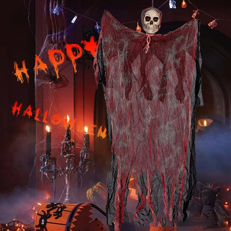Halloween Skeleton Ghost Hanging Decor - Indoor & Outdoor Party Props, Graveyard Scary Decorations
