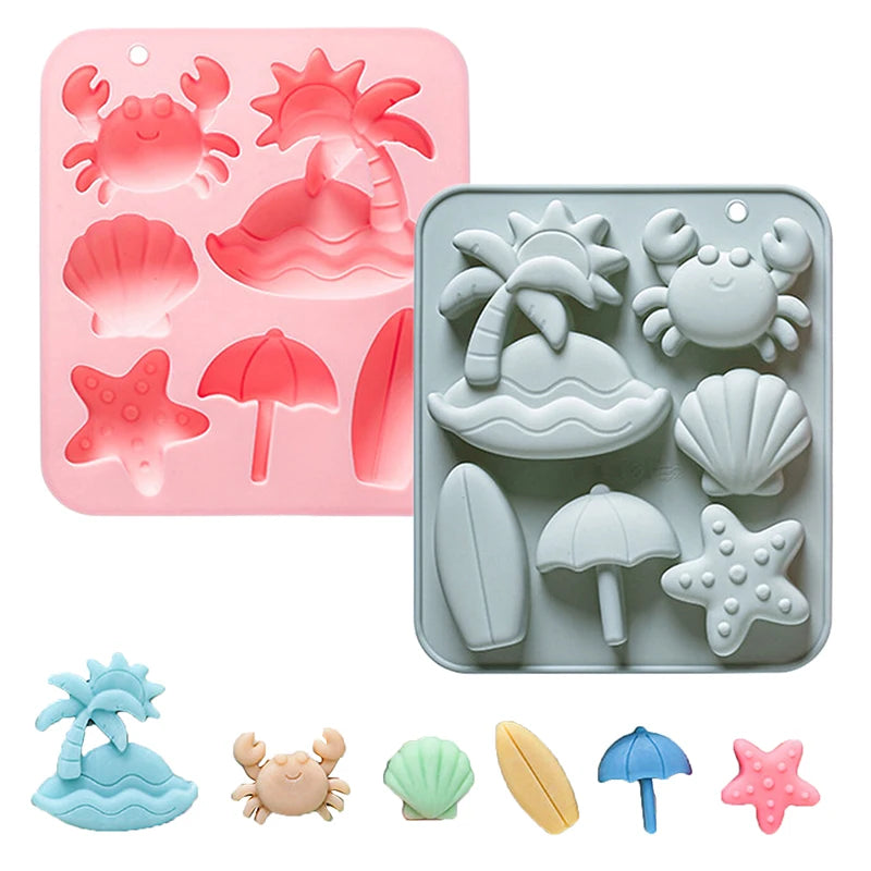 6-Cavity Tropical Beach Silicone Mold for Candy Chocolate Cake Decorations