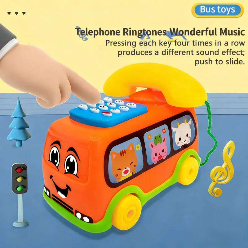 Kids' Educational Toy Phone Bus with Lights and Sound for Toddlers