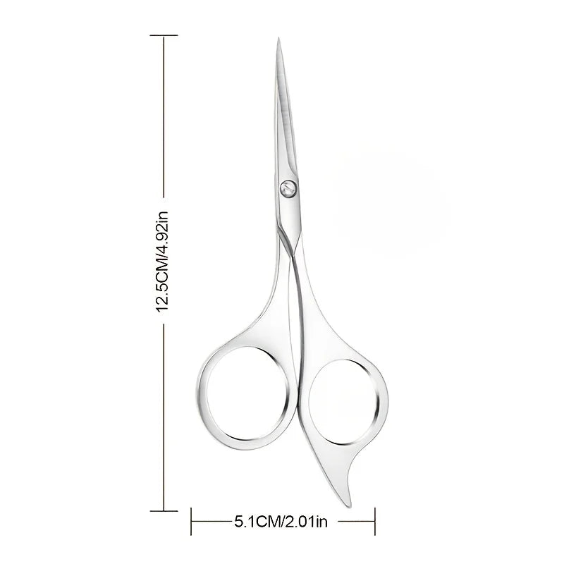 Stainless Steel Pointed Beard & Eyebrow Scissors - Sharp Makeup & Haircut Tools