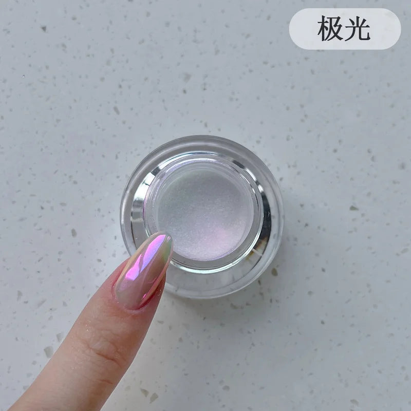 Mirror Chrome Nail Powder - Aurora Effect High-Gloss Pigment for Nail Art