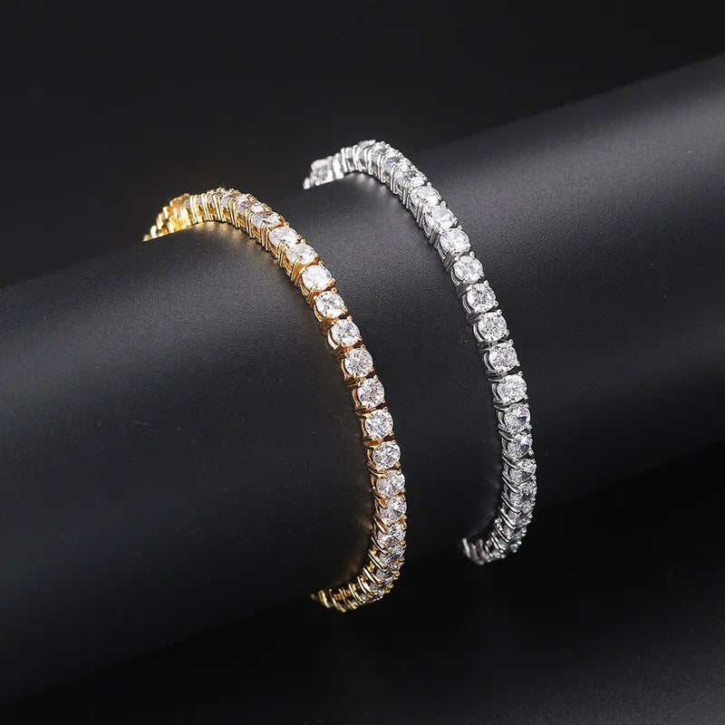 Iced Out Crystal Tennis Bracelet for Men Women Punk Hip Hop Jewelry
