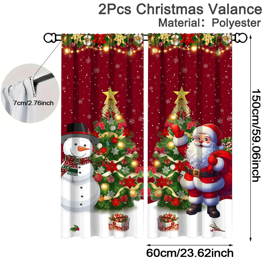 Christmas Curtain Decorations for Holiday Home Decor - 1/2pcs Xmas Window Ornaments
