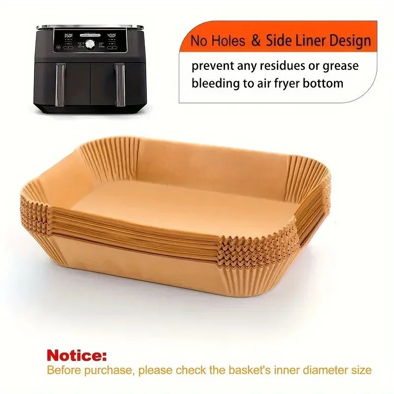 Extra Large Rectangular Air Fryer Liners - Non-Stick, Easy Clean, Disposable Kitchen Accessories