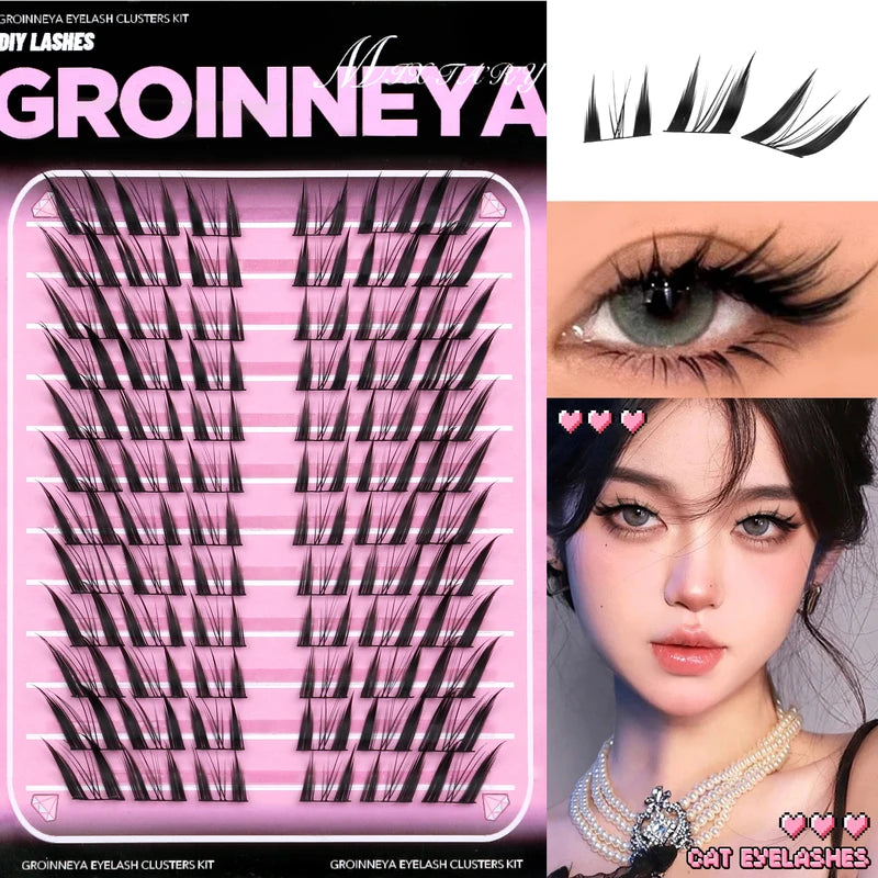 False Eyelash Clusters Kit with Winged End Eye Extensions for DIY Makeup