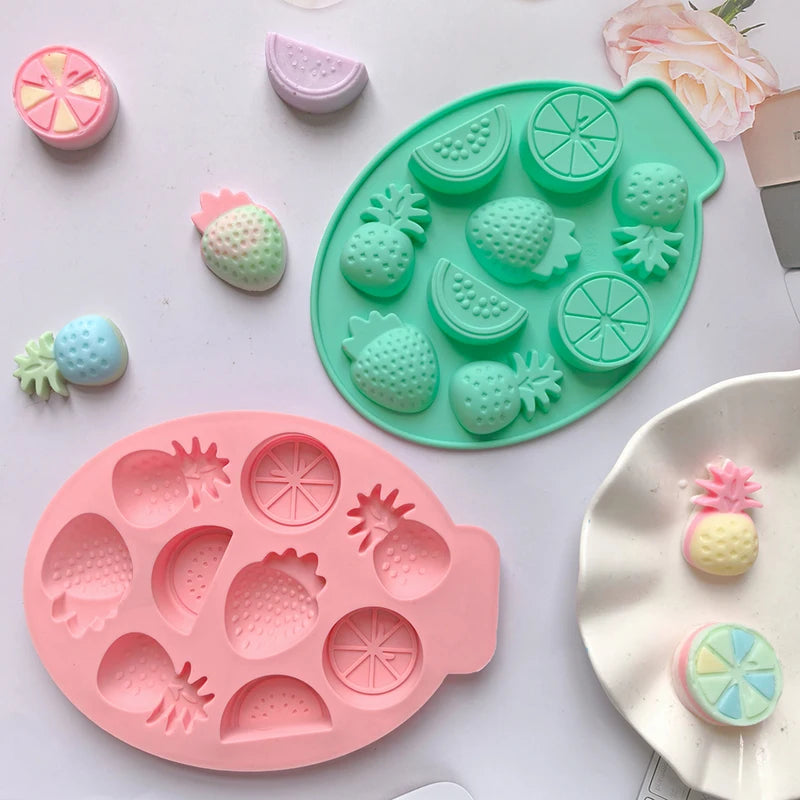 Silicone Candy Molds 9-Cavity Fruit-Shaped Chocolate, Pudding, Biscuit, Ice Tray