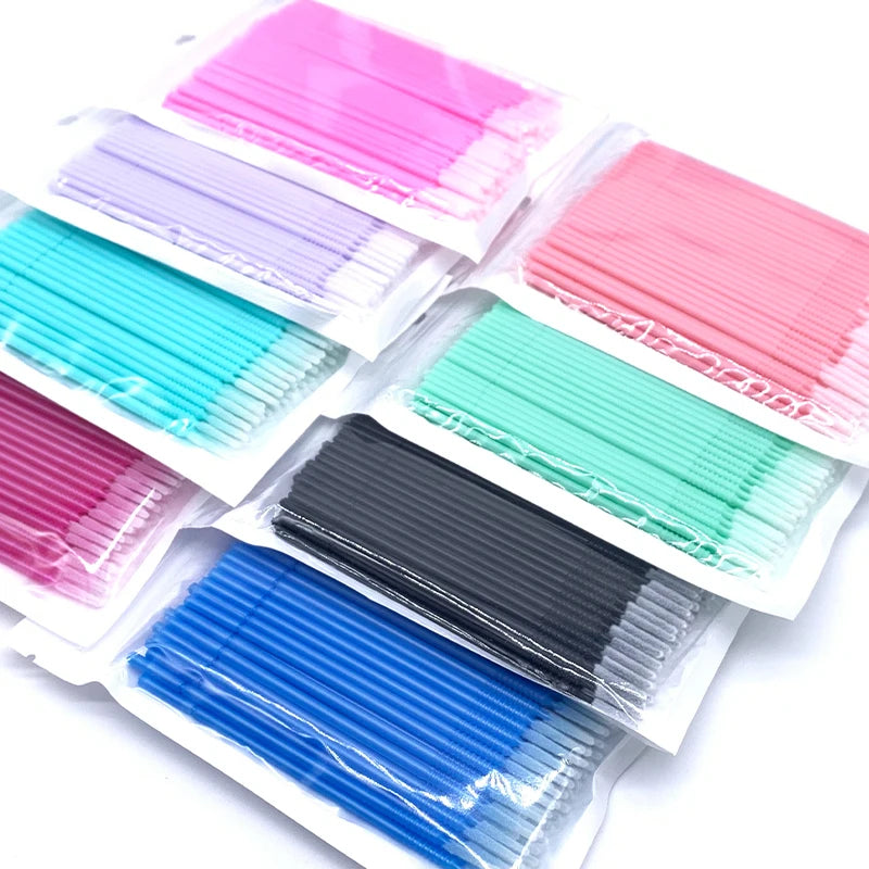 Long Head Bendable Micro Brushes for Lash Extensions & Eyelash Glue Cleaning