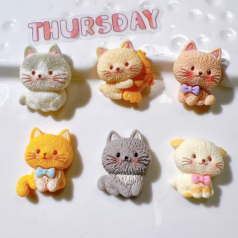 10Pcs Resin Cartoon 3D Cat Craft Decorations for Scrapbooking Jewelry Making