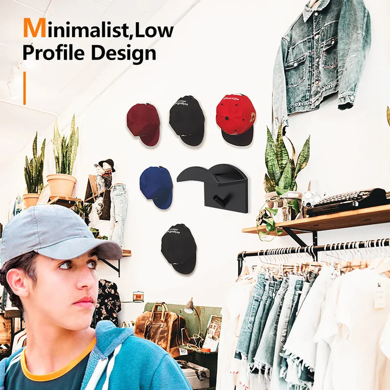 Wall Mounted Baseball Cap Hooks No Trace Storage Rack for Hats and Accessories