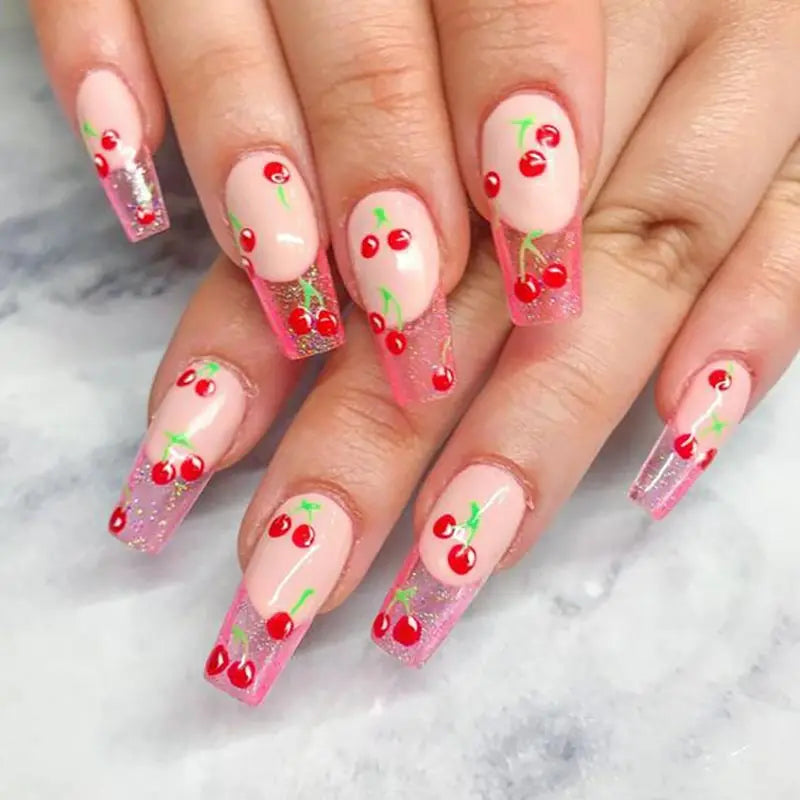 3D Cherry Fruit Nail Art Stickers - Summer Colorful Nail Decals for Natural & Artificial Nails