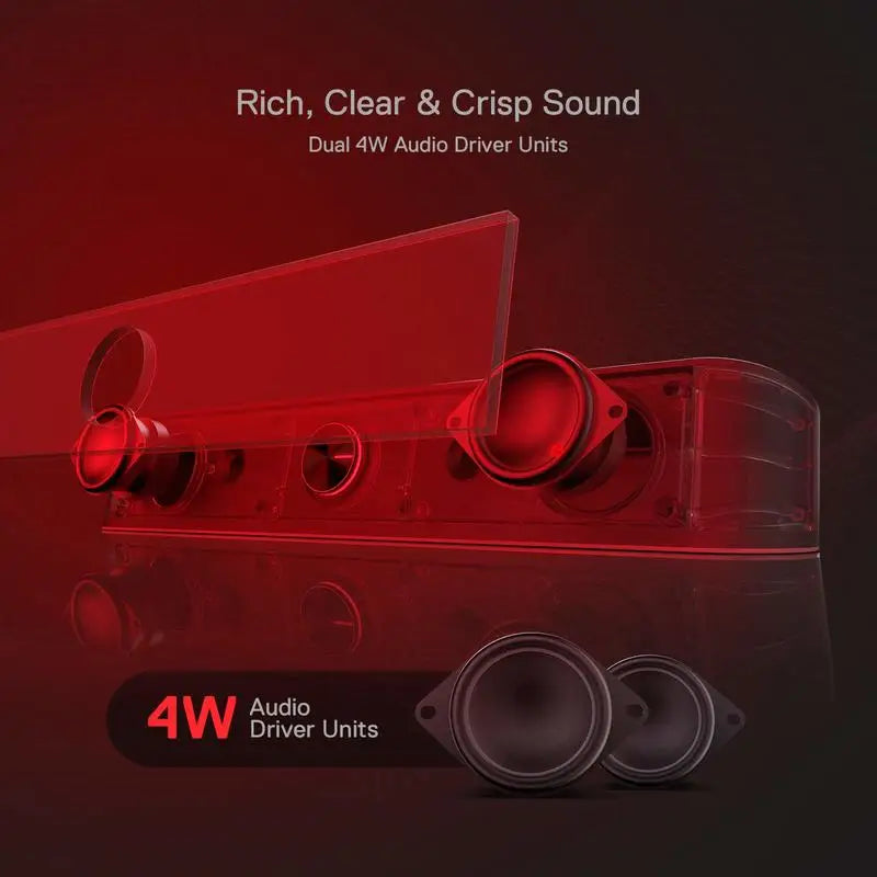RGB USB Desktop Soundbar with Dynamic Lighting, 2.0 Channel Computer Speaker