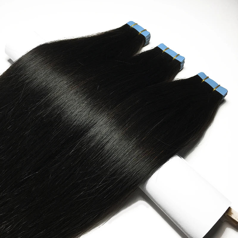 Tape-In Human Hair Extensions - Brazilian Real Hair, Discreet & Easy to Apply