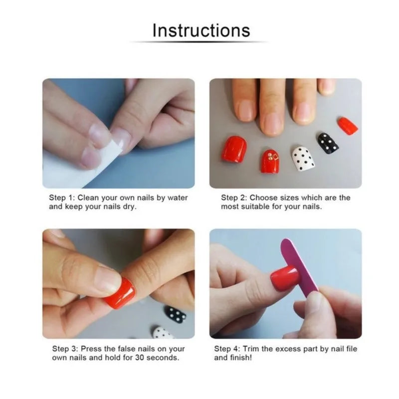 Kids Colorful Full Cover Press-On Nail Tips for Children and Girls - 120/24PC