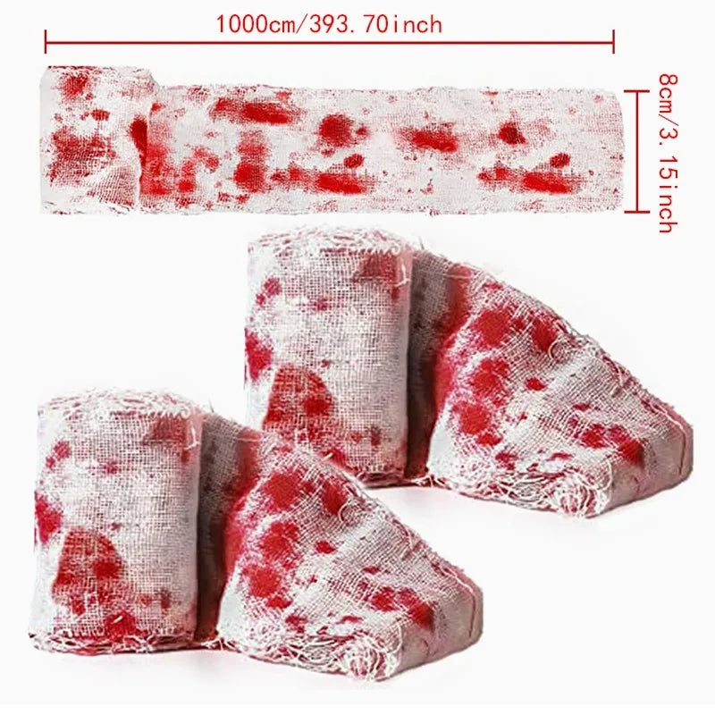 Halloween Bloody Cloth Strips for Haunted House Horror Scene Decoration - 10/15M