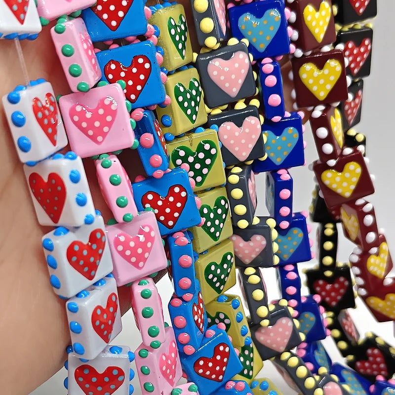 Heart-Shaped Lampwork Glass Beads for Jewelry Making - 4 or 8 Pieces