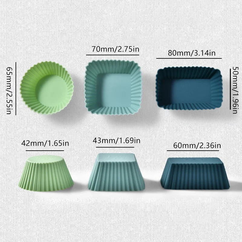 Reusable Silicone Cupcake & Muffin Liners Set - Non-Stick Baking Molds, 12 Pcs