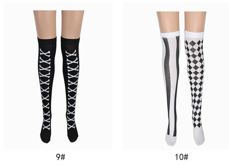 Halloween Checkered & Striped Dance Socks for Costumes - Multiple Colors