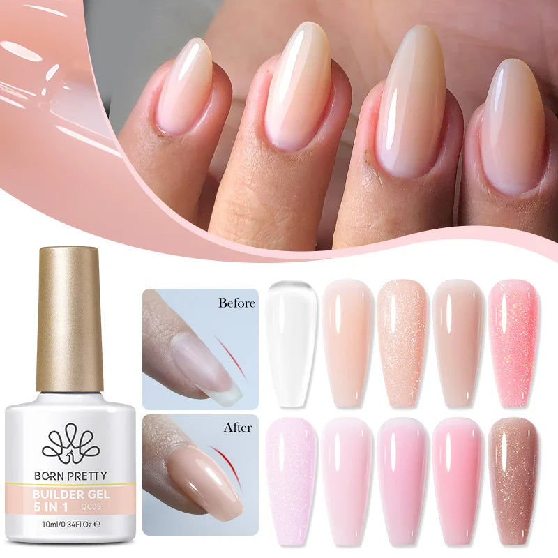 5-in-1 UV Gel Nail Extension Kit - Self-Levelling Soak Off Building Gel