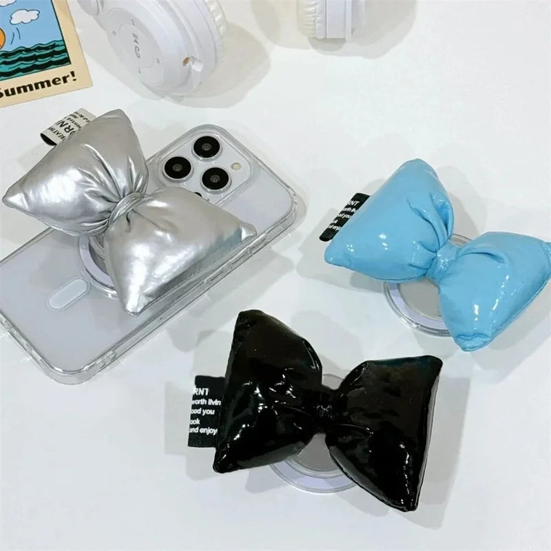 Cute Magnetic Phone Grip Ring with Bowknot for iPhone, Magsafe Stand & Support