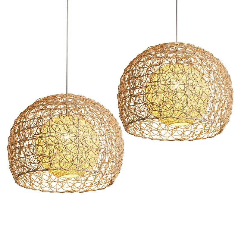 Rattan Pendant Light Fixture for Indoor Decoration | Rustic E27 Chandelier