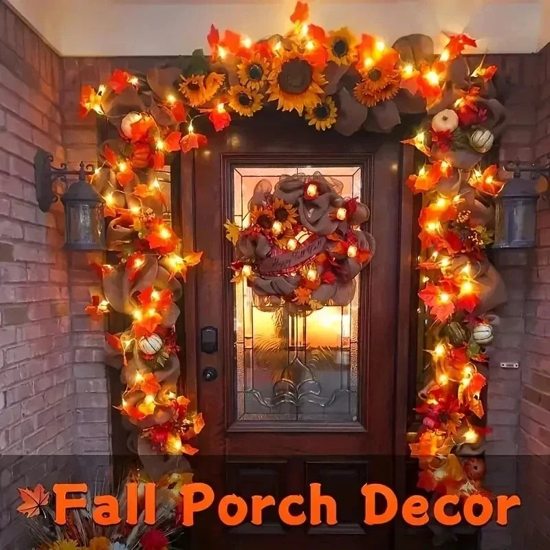 LED Maple Leaf String Lights Waterproof Battery-Powered Outdoor Decor