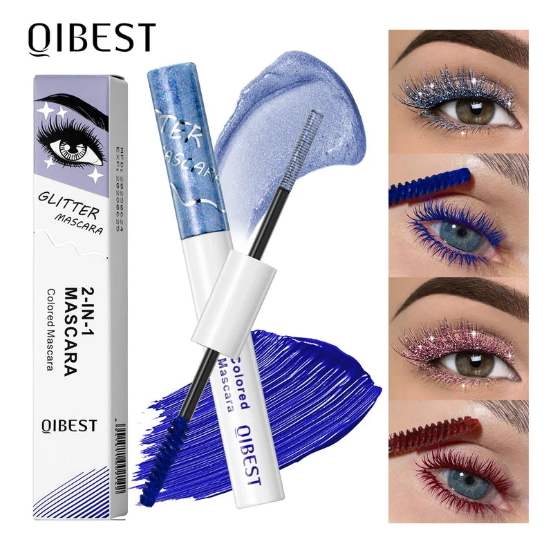 Colorful Double Head Glitter & Colored Mascara - Long-Lasting Voluminous Lash Enhancer