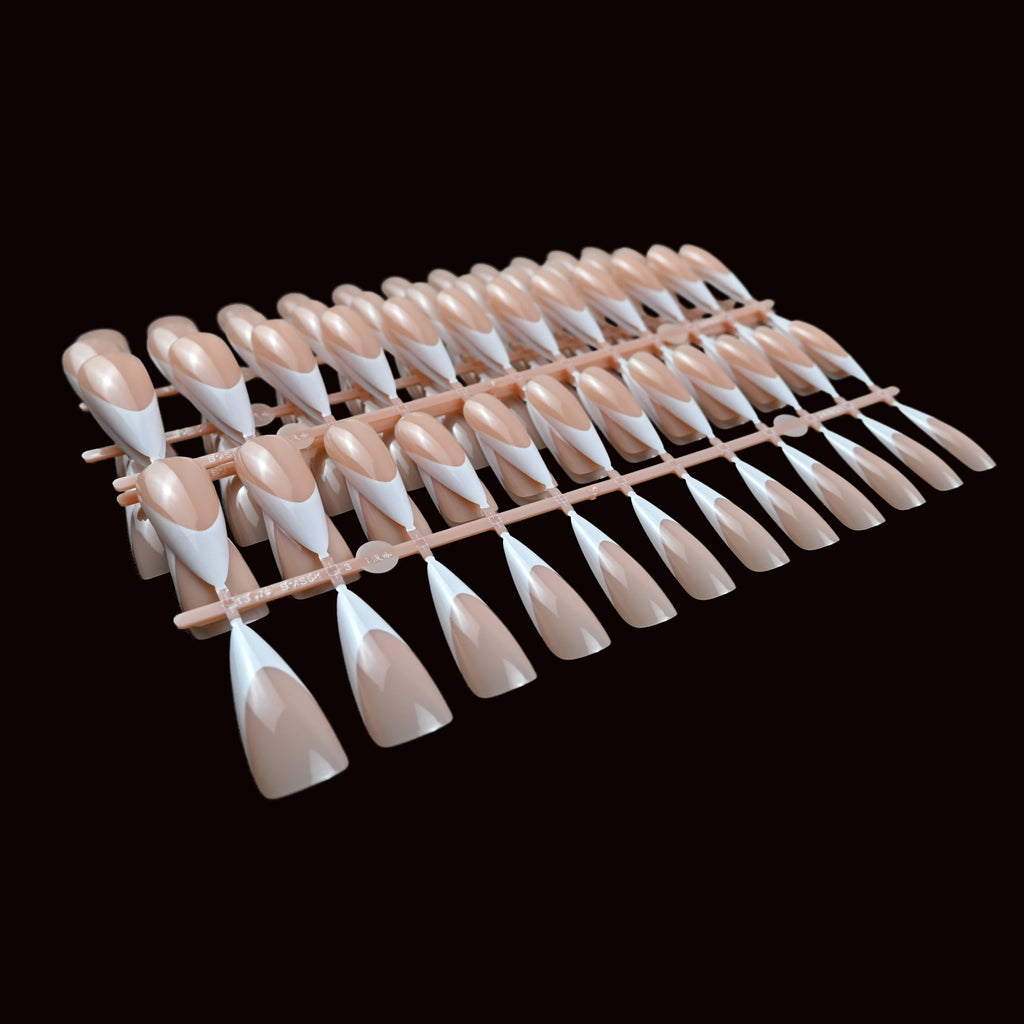 120Pcs Medium-Long French Pointed Press-On Nails Brightening False Nails