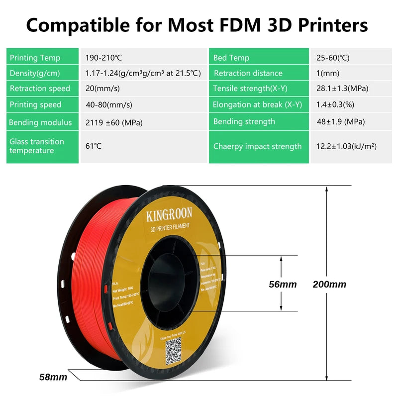 Multicolor 5kg PLA TPU PETG 3D Printer Filament Spool for FDM Printing