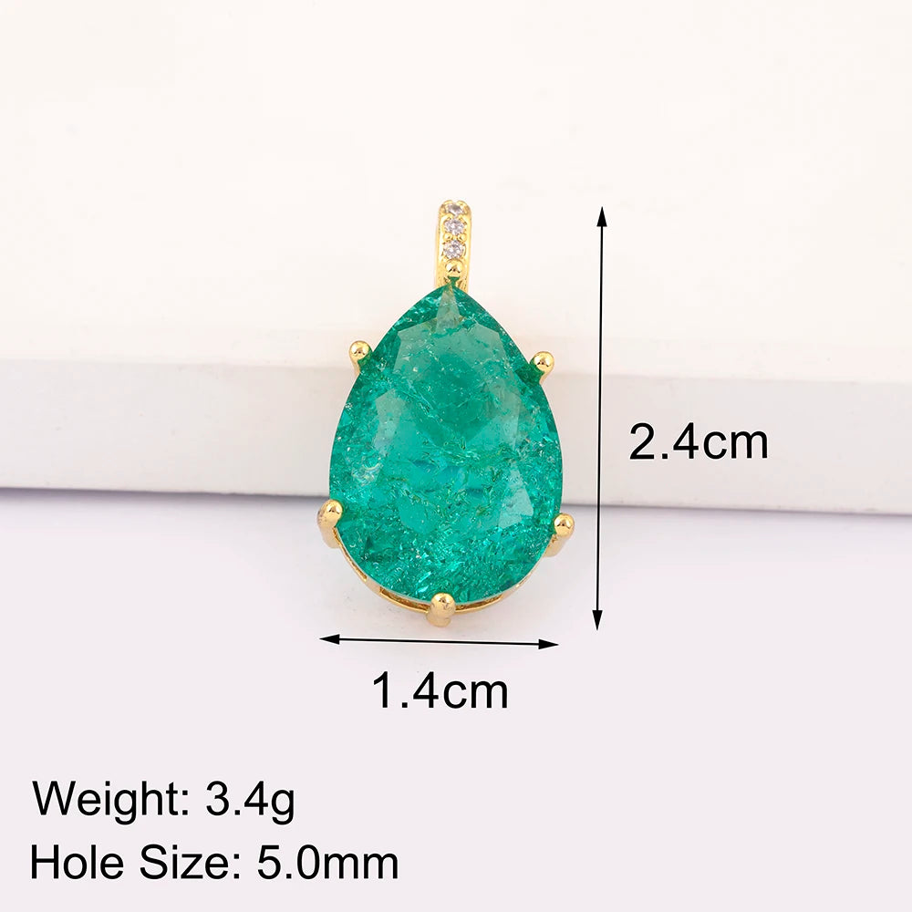 Waterdrop Shape Zircon Charm Pendant for Jewelry Making - DIY Necklace Findings